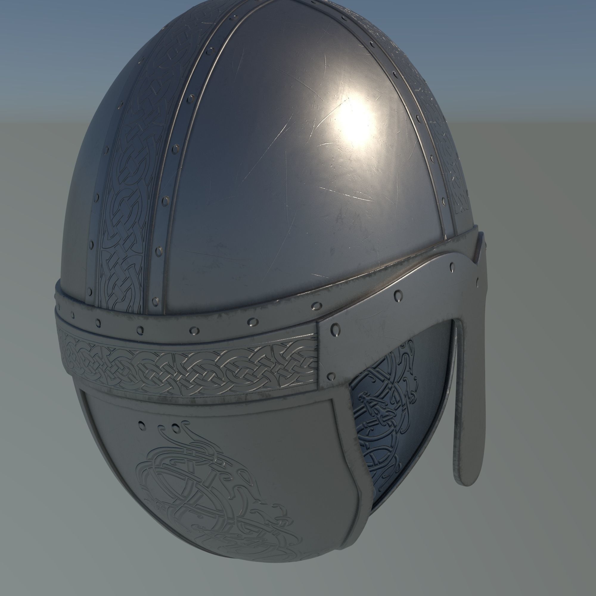 Viking helmet engraved 3D model_46