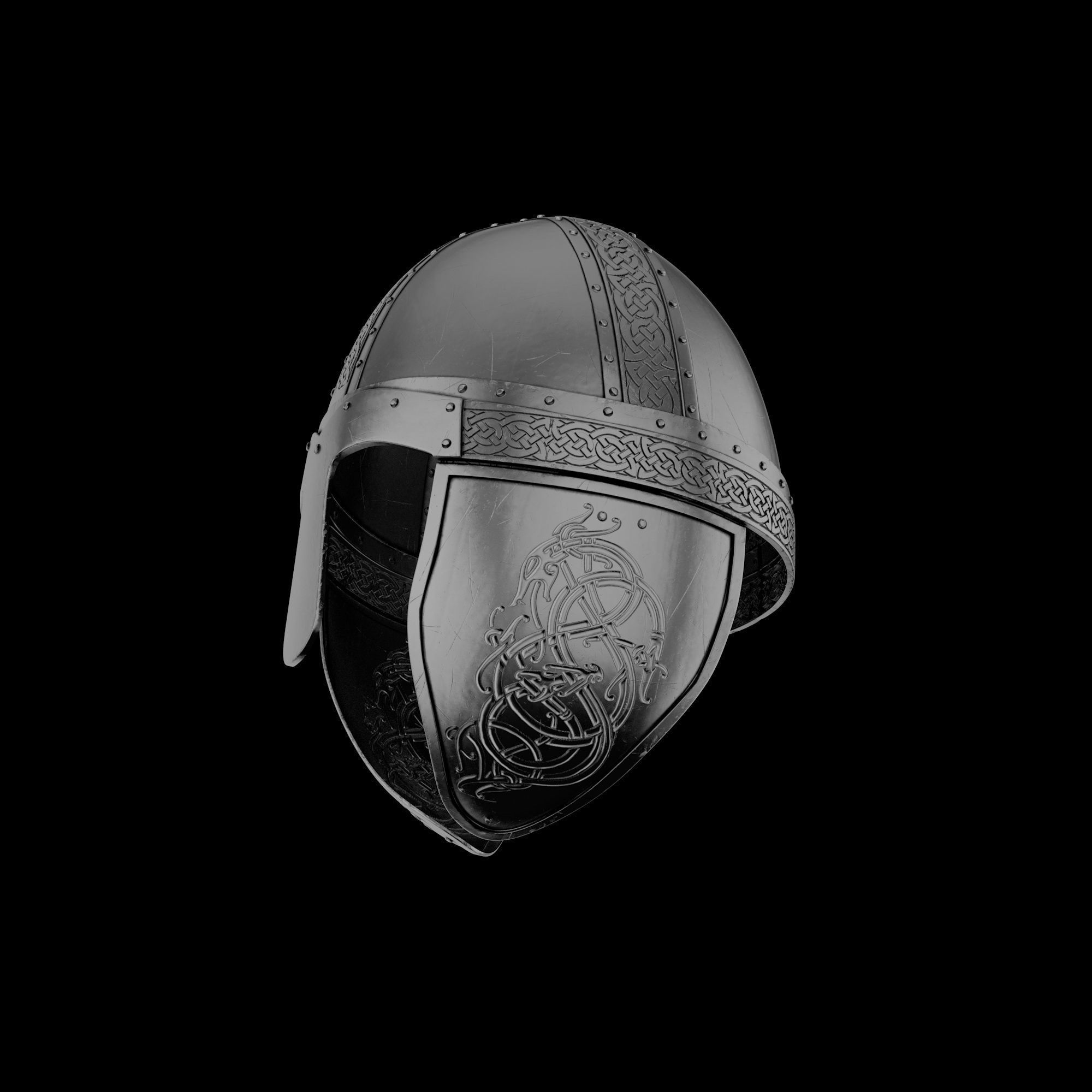 Viking helmet engraved 3D model_4