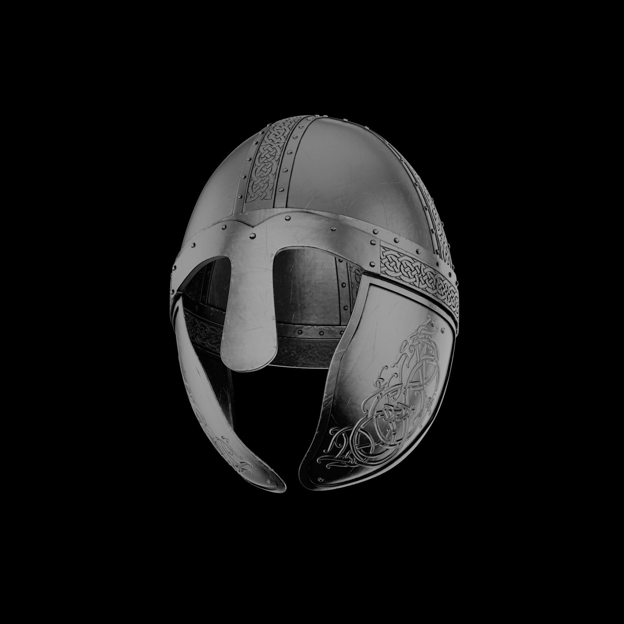 Viking helmet engraved 3D model_6