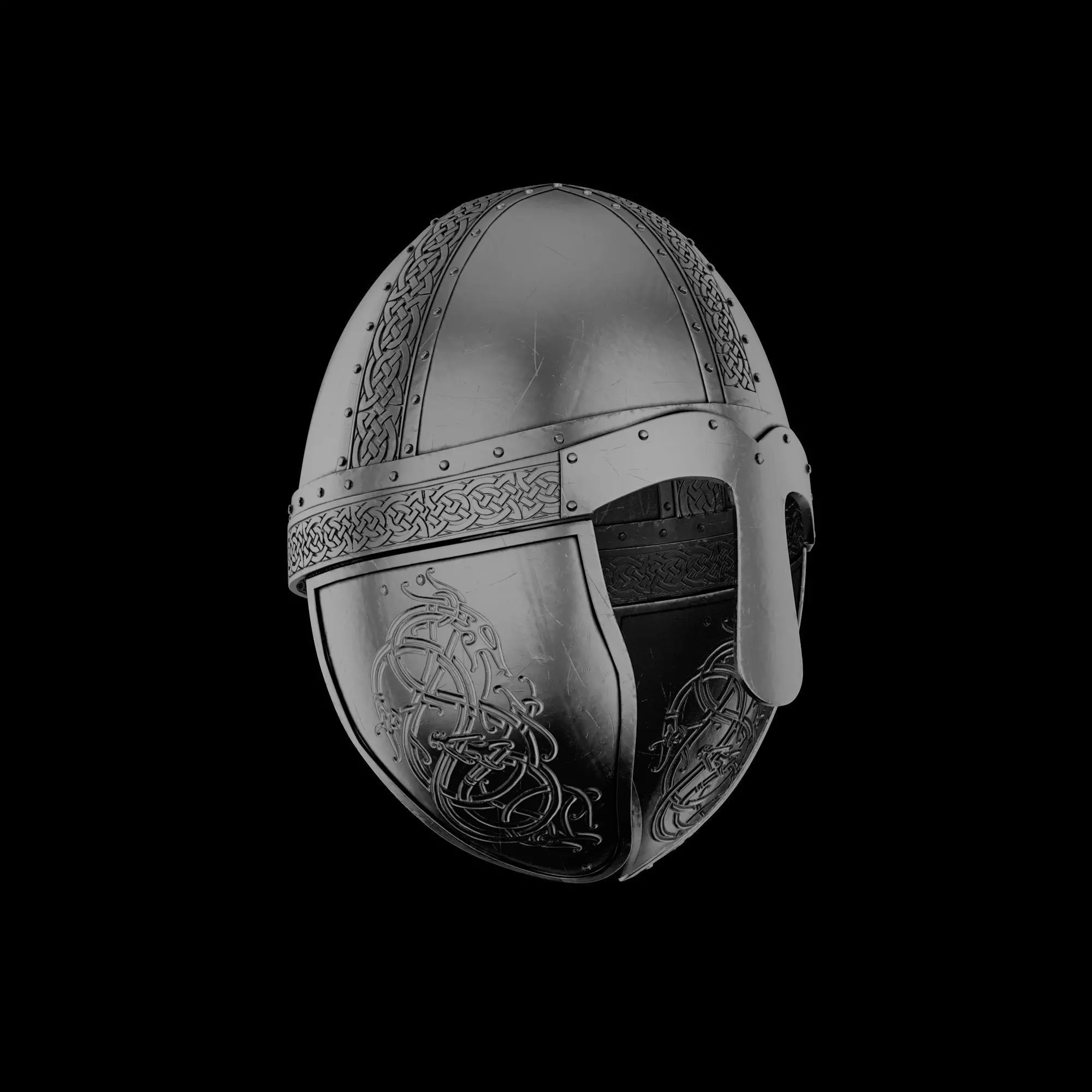 Viking helmet engraved 3D model_0