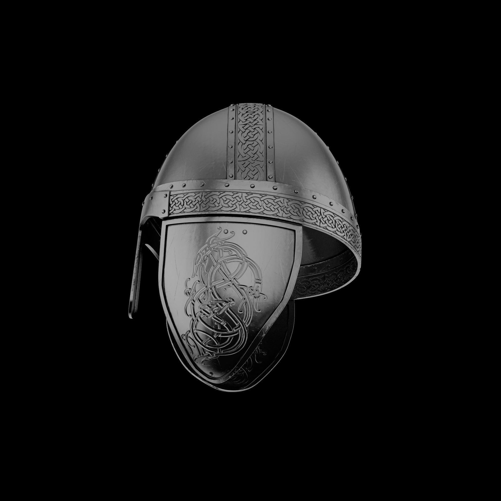 Viking helmet engraved 3D model_1