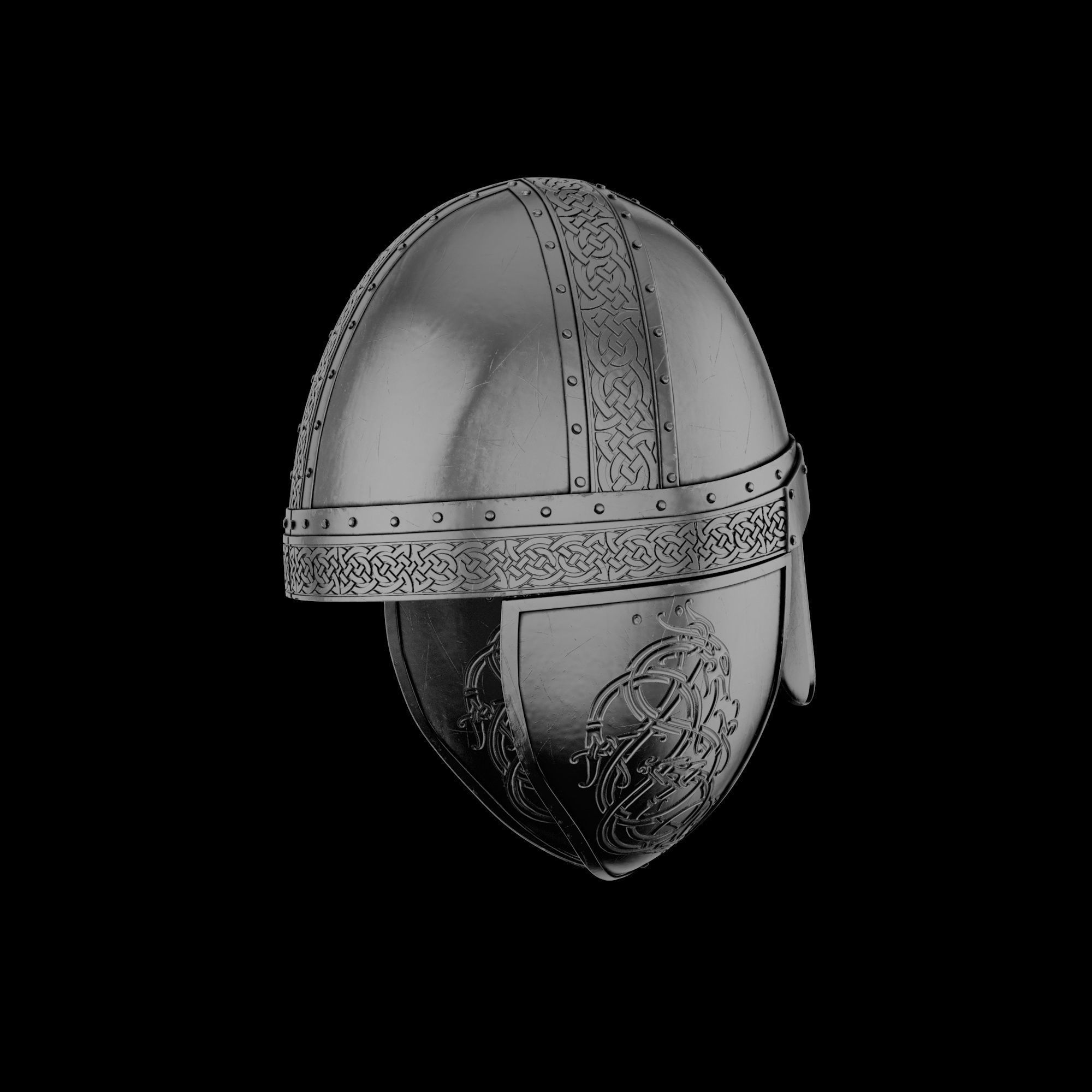 Viking helmet engraved 3D model_16