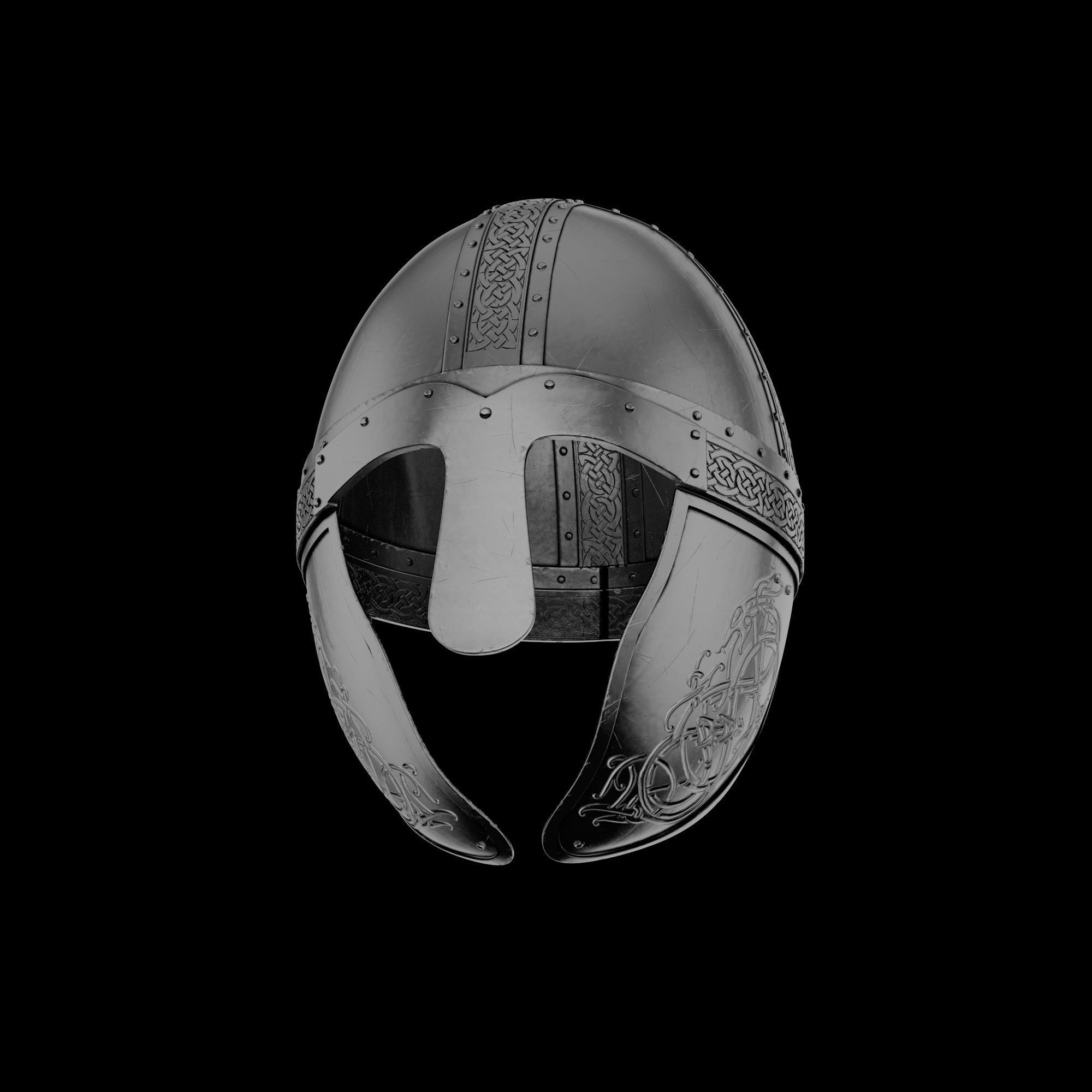 Viking helmet engraved 3D model_9