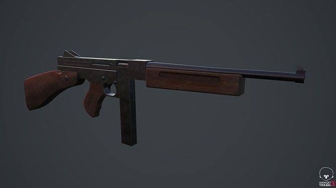 Thompson submachine gun Free low-poly 3D model