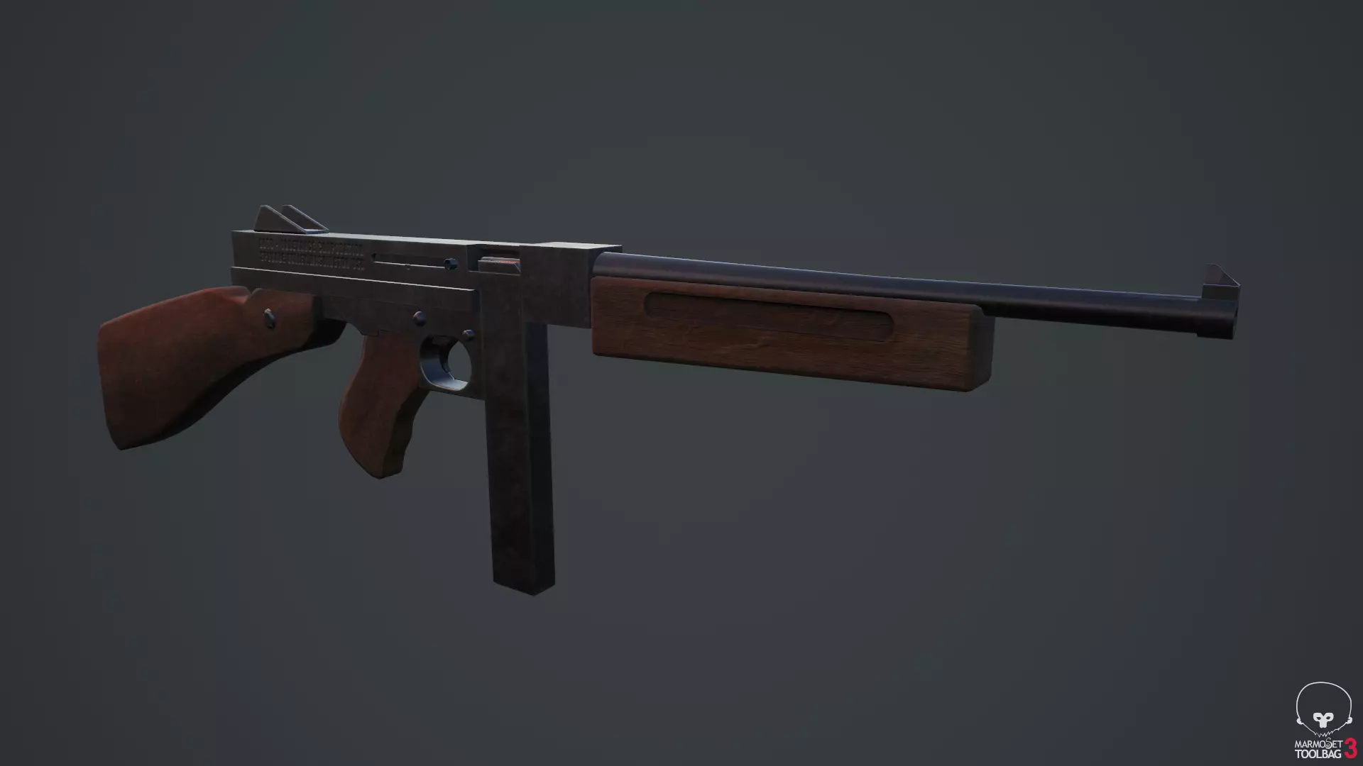 Thompson submachine gun Free low-poly 3D model