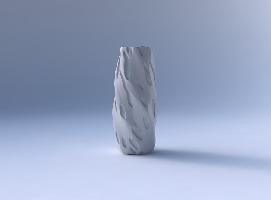 Vase twisted arc hexagon with cavities smooth 3D print model_4