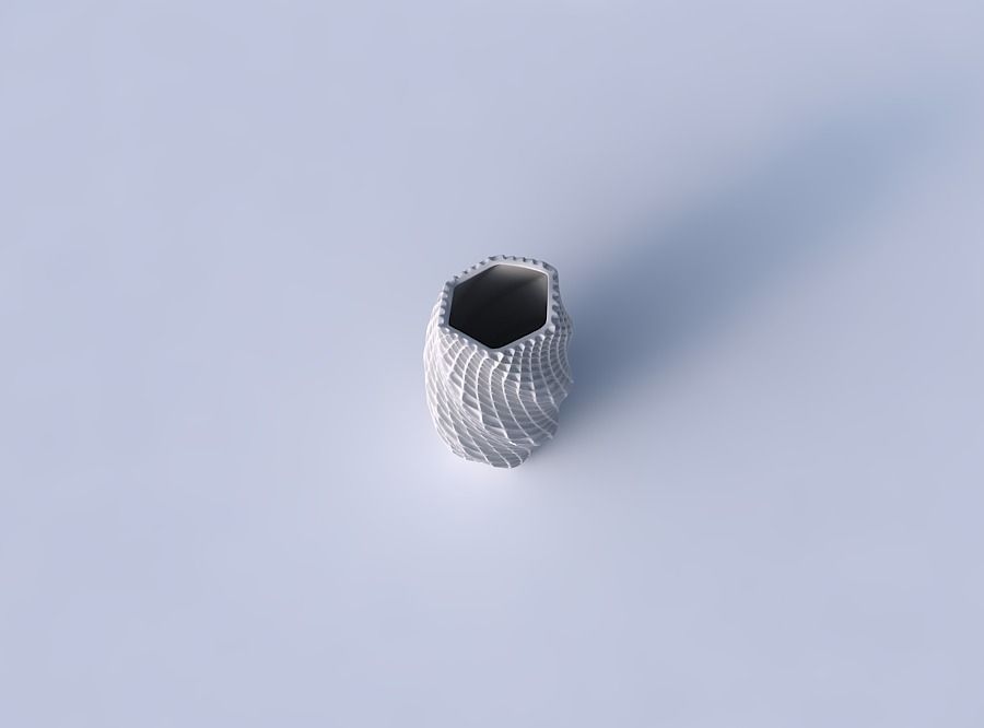 Vase twisted arc hexagon with grid piramides 1 3D print model_2