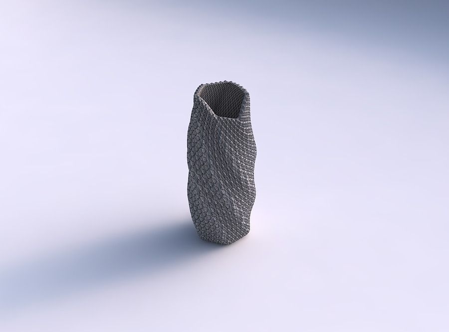 Vase twisted arc hexagon with grid piramides 1 3D print model_5
