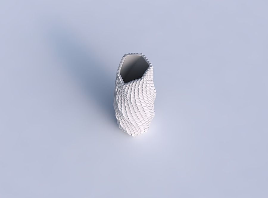 Vase twisted arc hexagon with grid piramides 1 3D print model_1