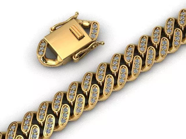 9MM MIAMI CUBAN LINK CHAIN DIAMOND 3D print model_0