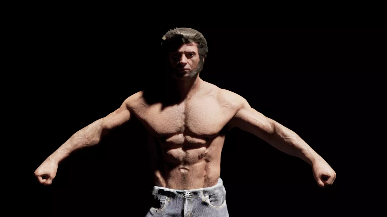 Hugh Jackman NOT RIGGED Low-poly 3D model_0