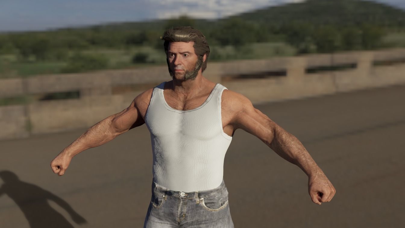 Hugh Jackman NOT RIGGED Low-poly 3D model_1