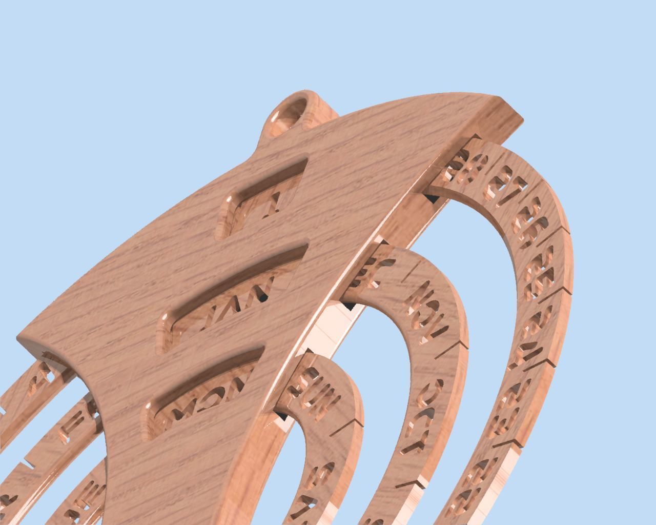 Mechanical timber wall calendar  3D model_4