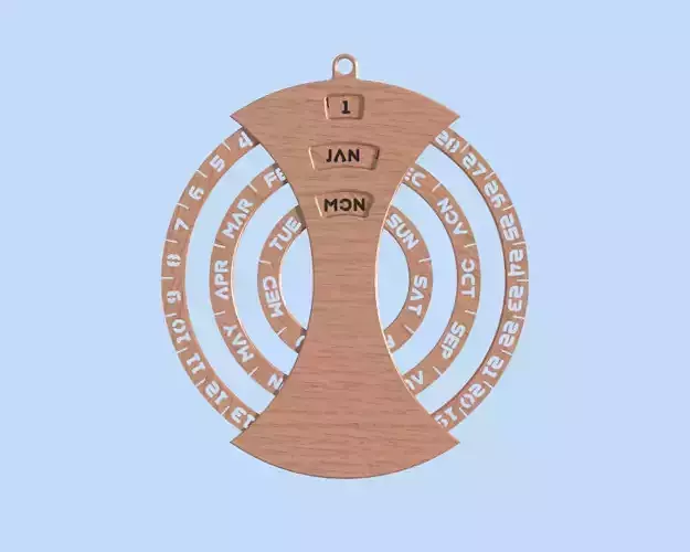 Mechanical timber wall calendar  3D model