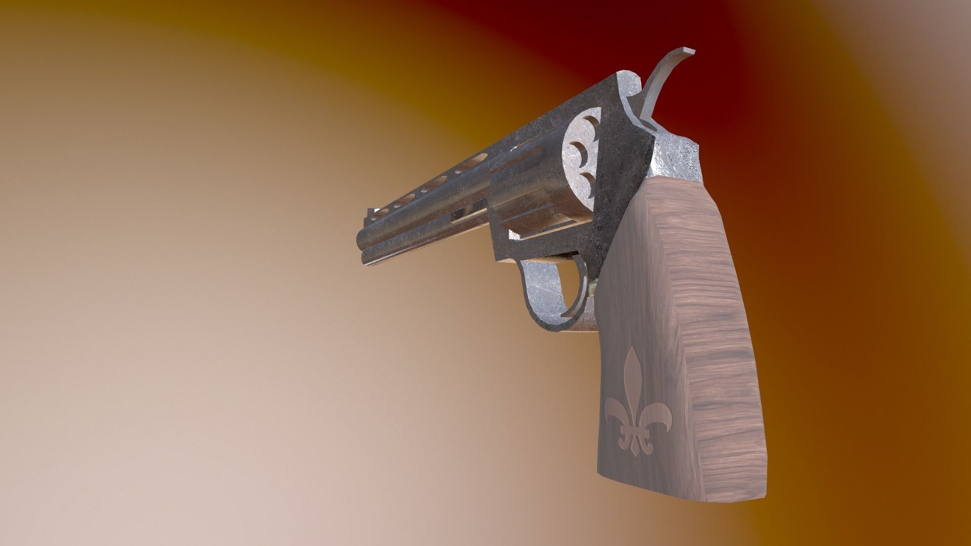 Revolver Low-poly 3D model_3
