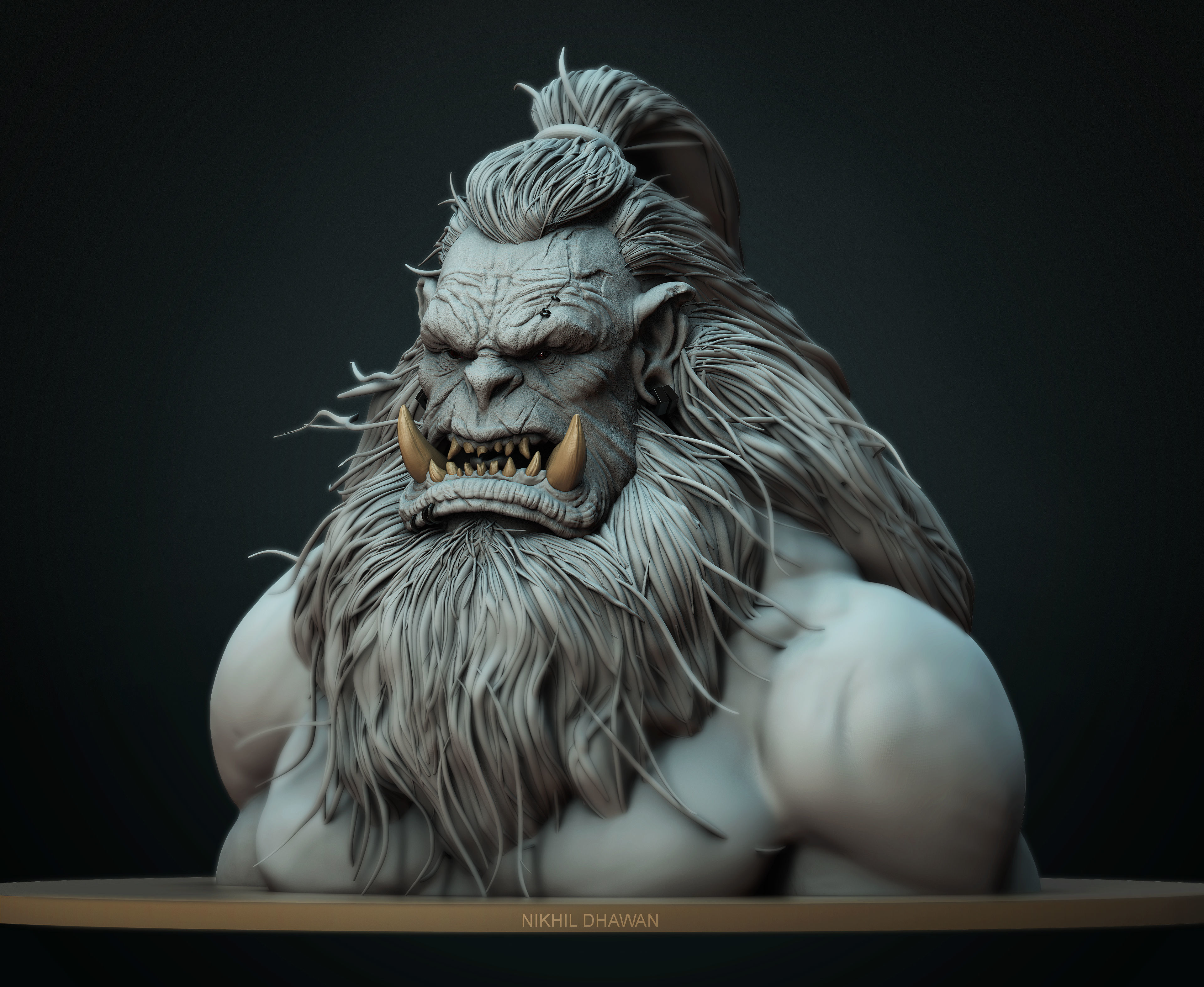 ORC001 bust of demon 3D print model_3