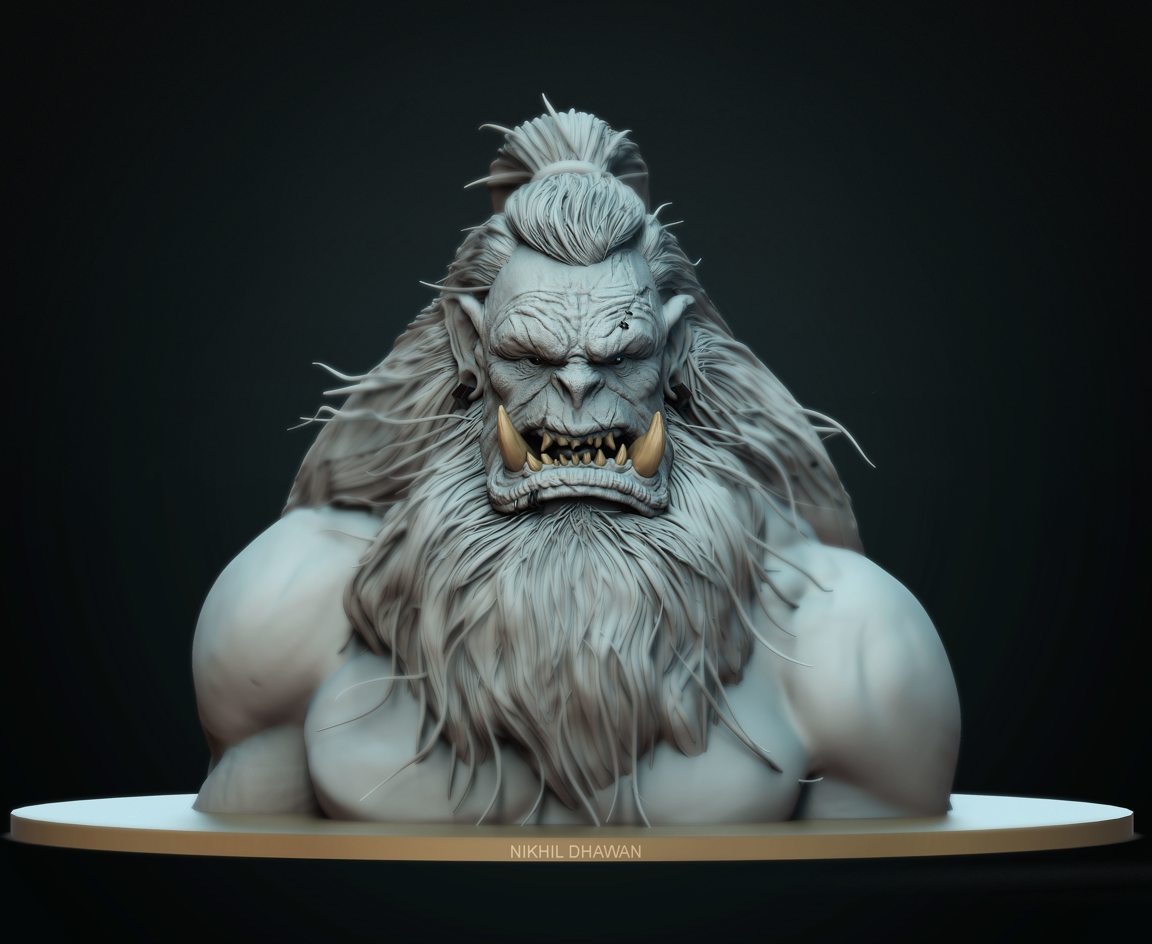 ORC001 bust of demon 3D print model_2
