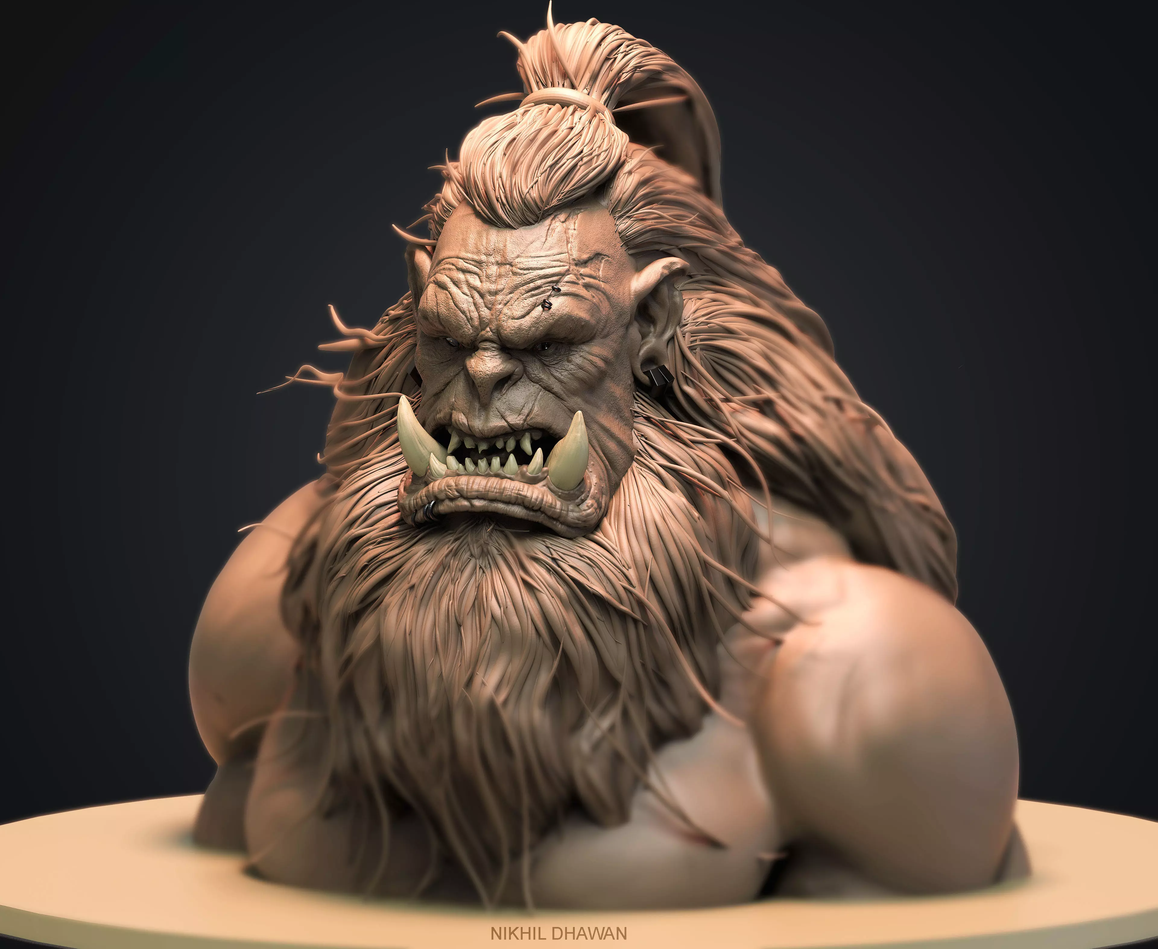 ORC001 bust of demon 3D print model_0