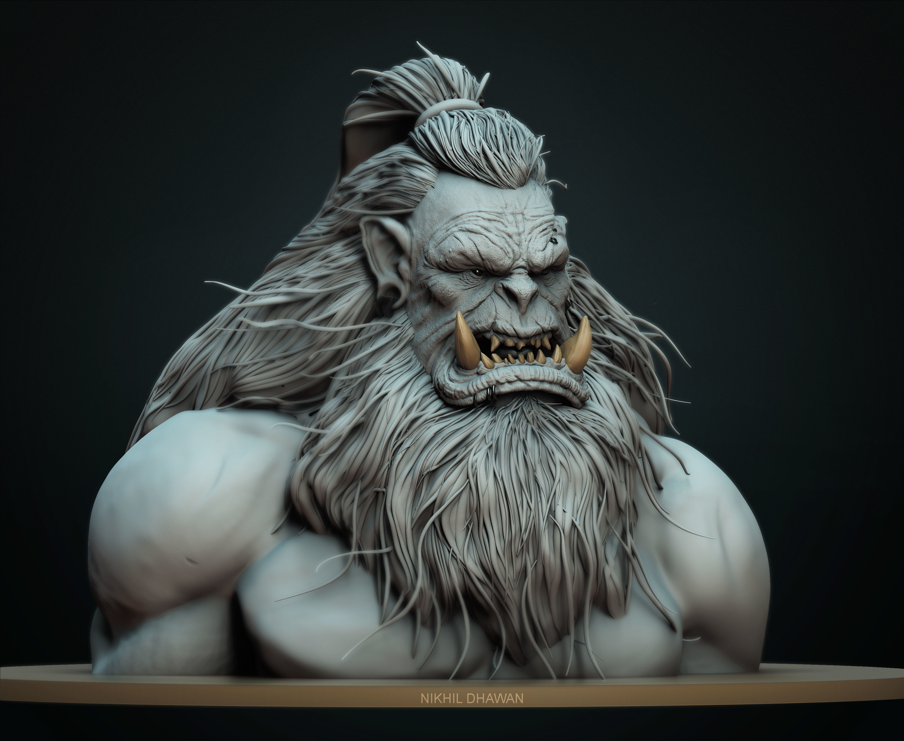 ORC001 bust of demon 3D print model_4