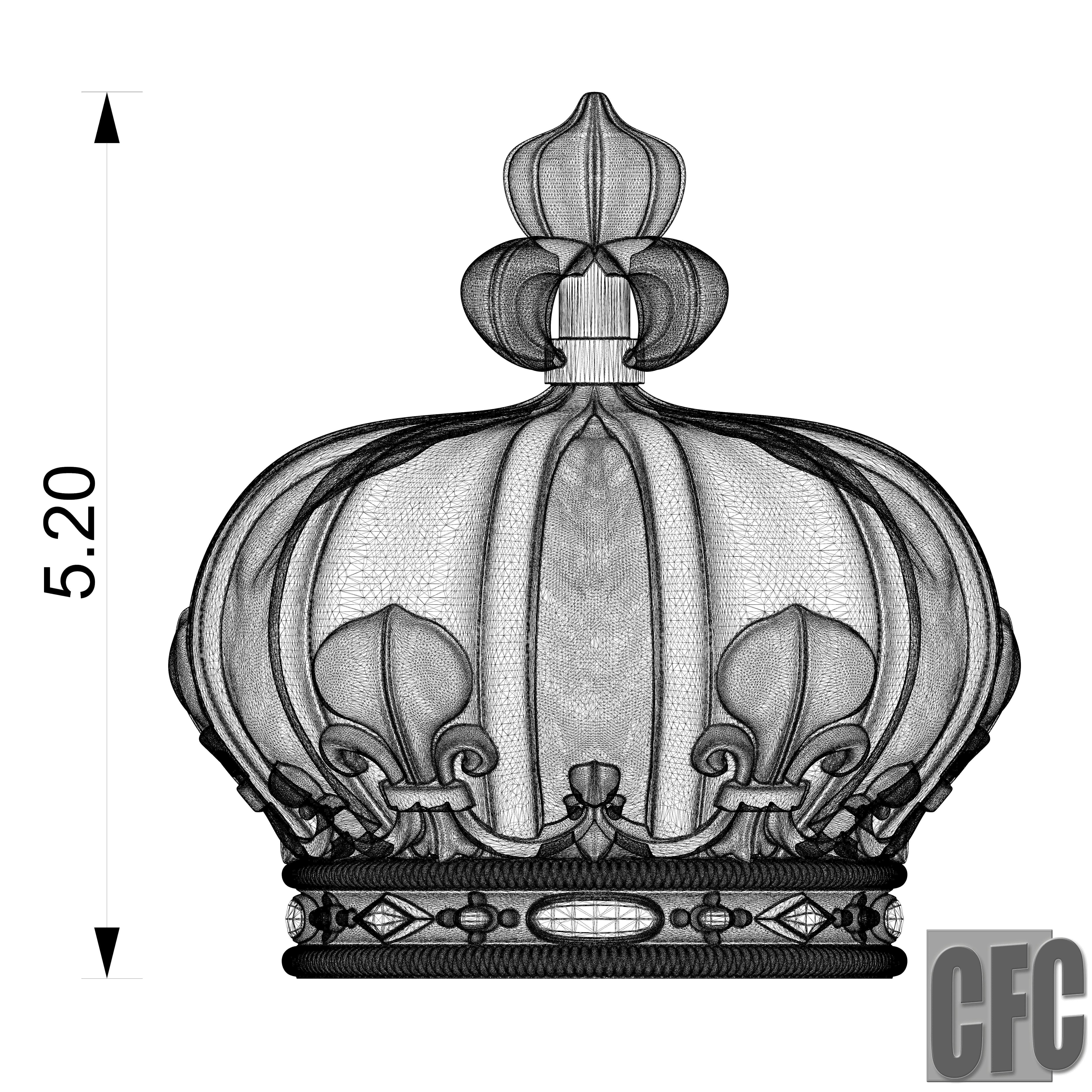 Funeral crown Louis XVIII - 3d model for CNC - CFCRoyalCrown02 3D print model_19