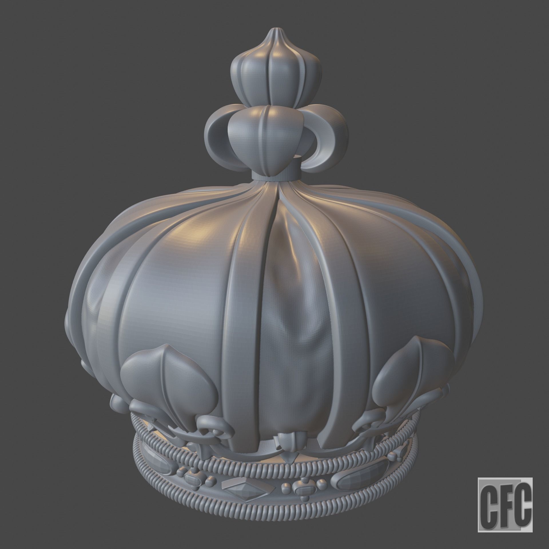 Funeral crown Louis XVIII - 3d model for CNC - CFCRoyalCrown02 3D print model_8