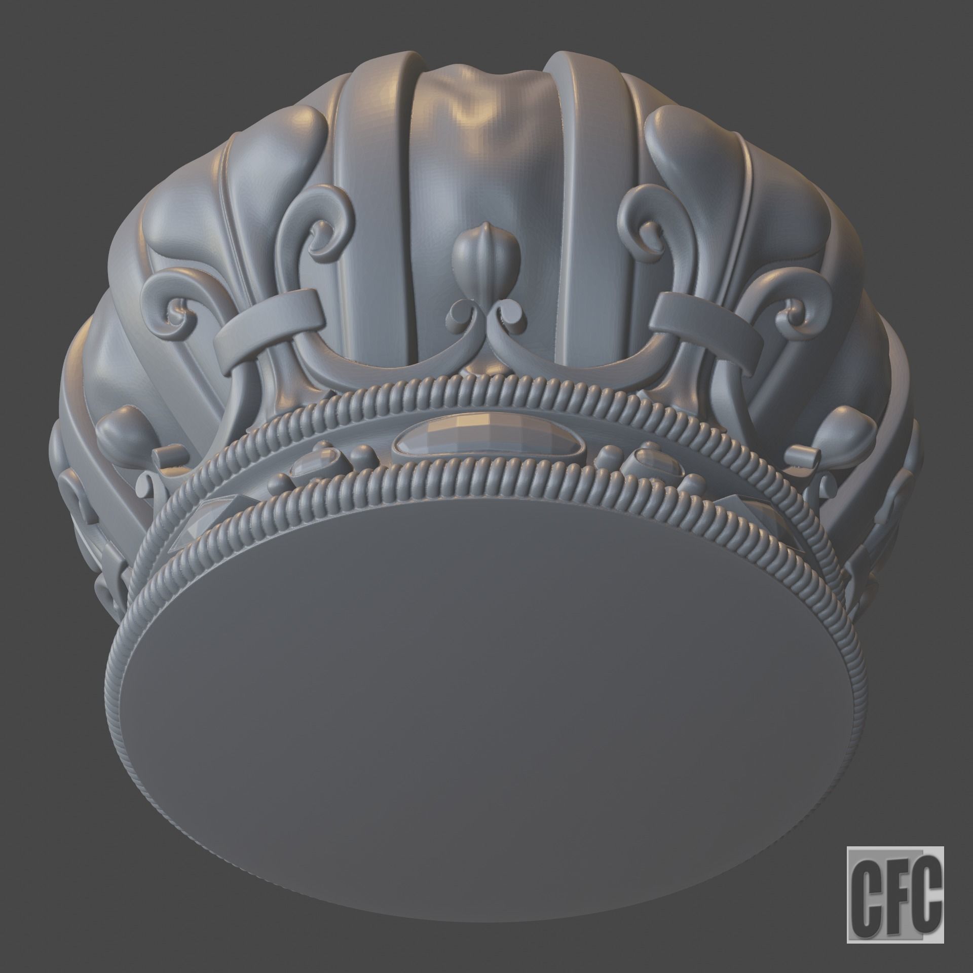 Funeral crown Louis XVIII - 3d model for CNC - CFCRoyalCrown02 3D print model_6