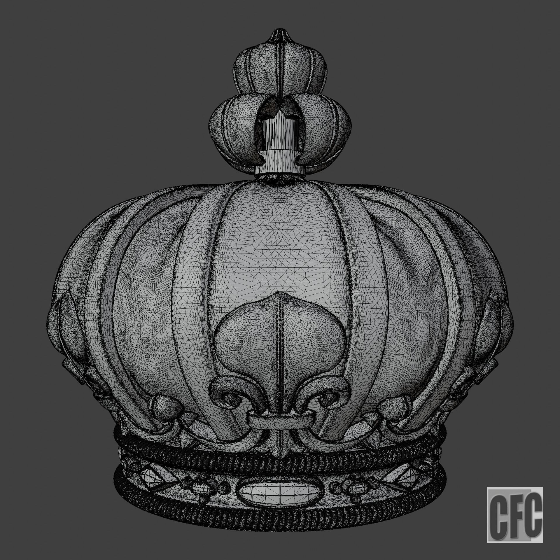Funeral crown Louis XVIII - 3d model for CNC - CFCRoyalCrown02 3D print model_15