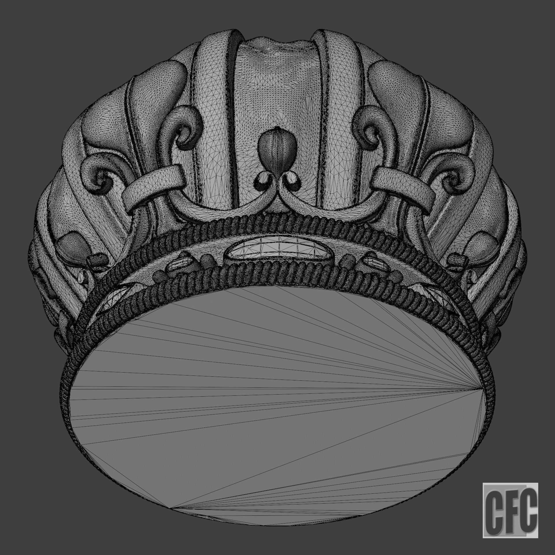 Funeral crown Louis XVIII - 3d model for CNC - CFCRoyalCrown02 3D print model_7