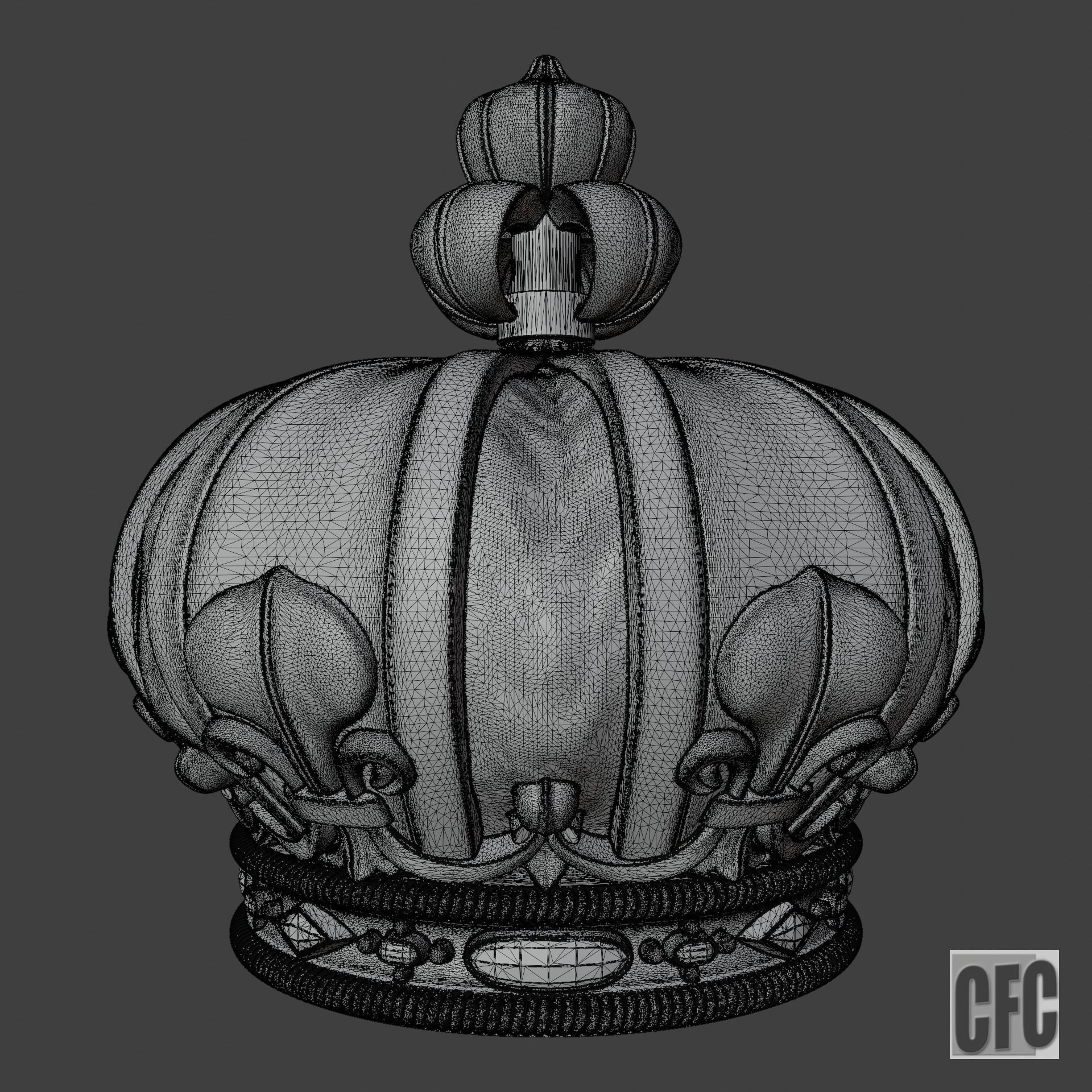 Funeral crown Louis XVIII - 3d model for CNC - CFCRoyalCrown02 3D print model_3