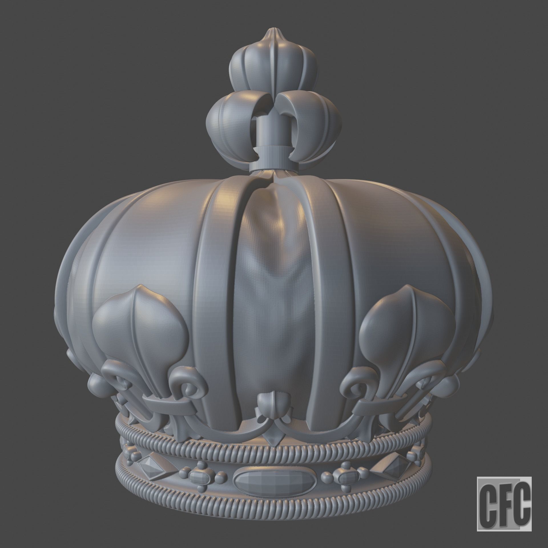 Funeral crown Louis XVIII - 3d model for CNC - CFCRoyalCrown02 3D print model_2