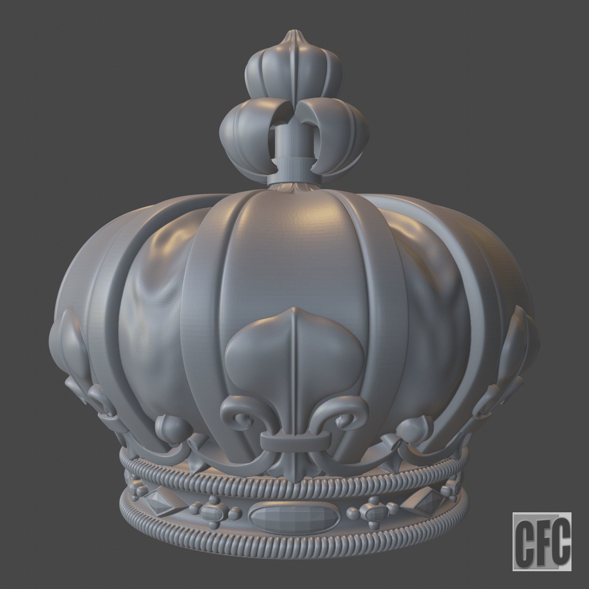 Funeral crown Louis XVIII - 3d model for CNC - CFCRoyalCrown02 3D print model_14