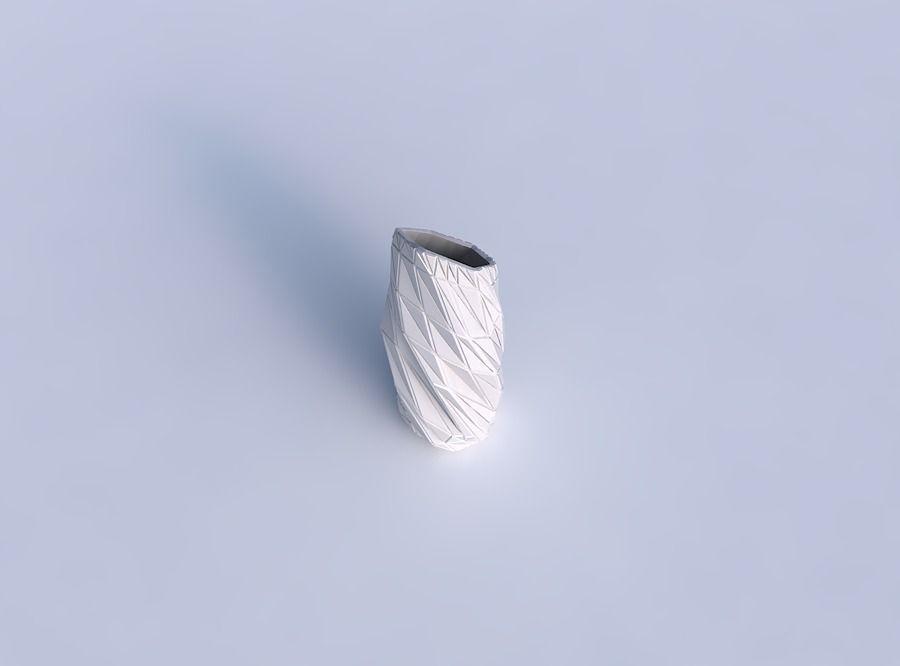Vase twisted bent hexagon with partial random triangle plates 3D print model_1