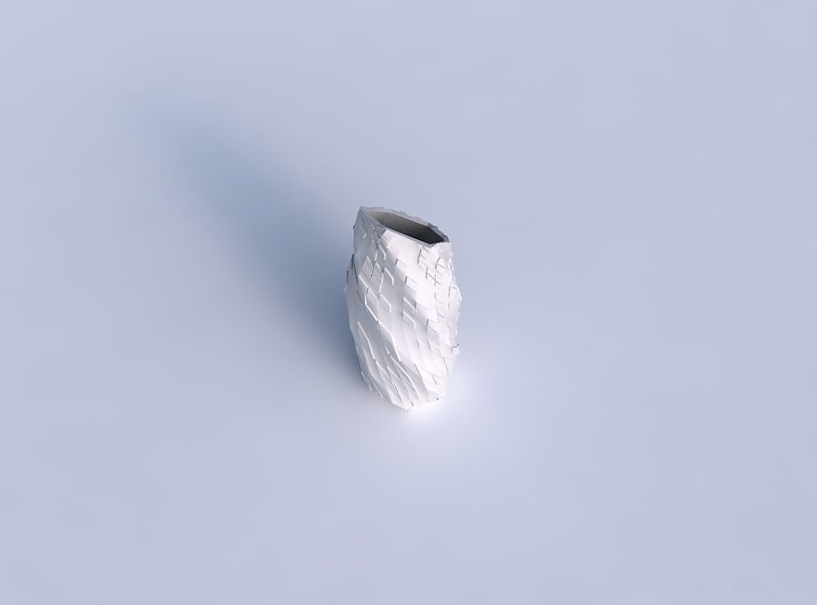Vase twisted bent hexagon with scattered diagonal grid plates 3D print model_1