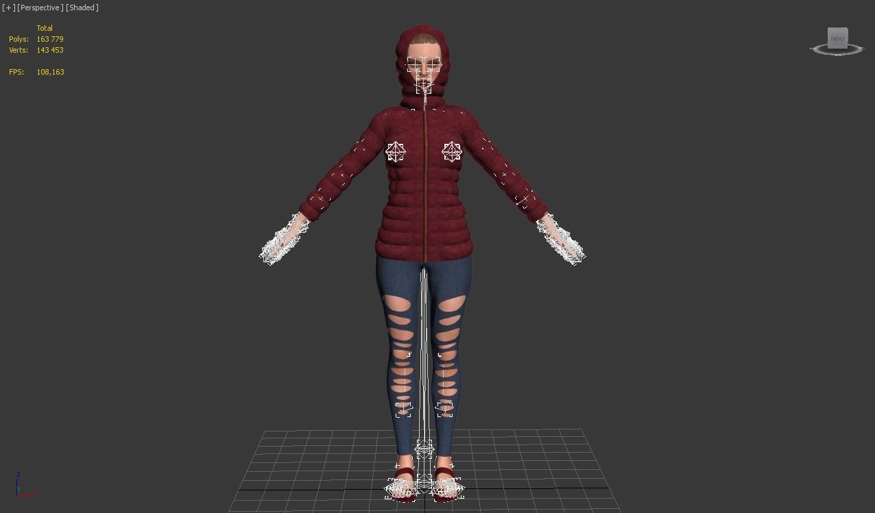 3d realistic girl with designed cloth 3D model_19