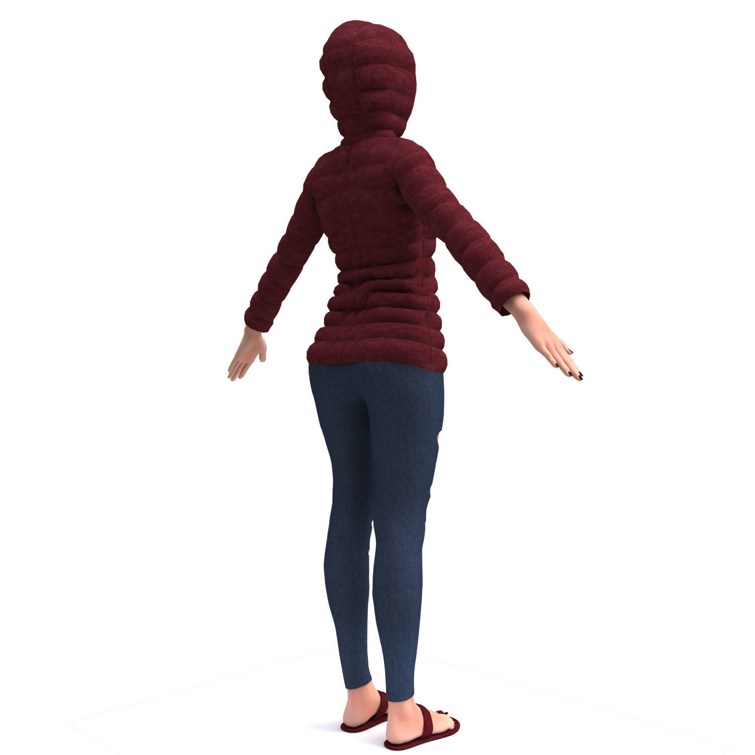 3d realistic girl with designed cloth 3D model_5