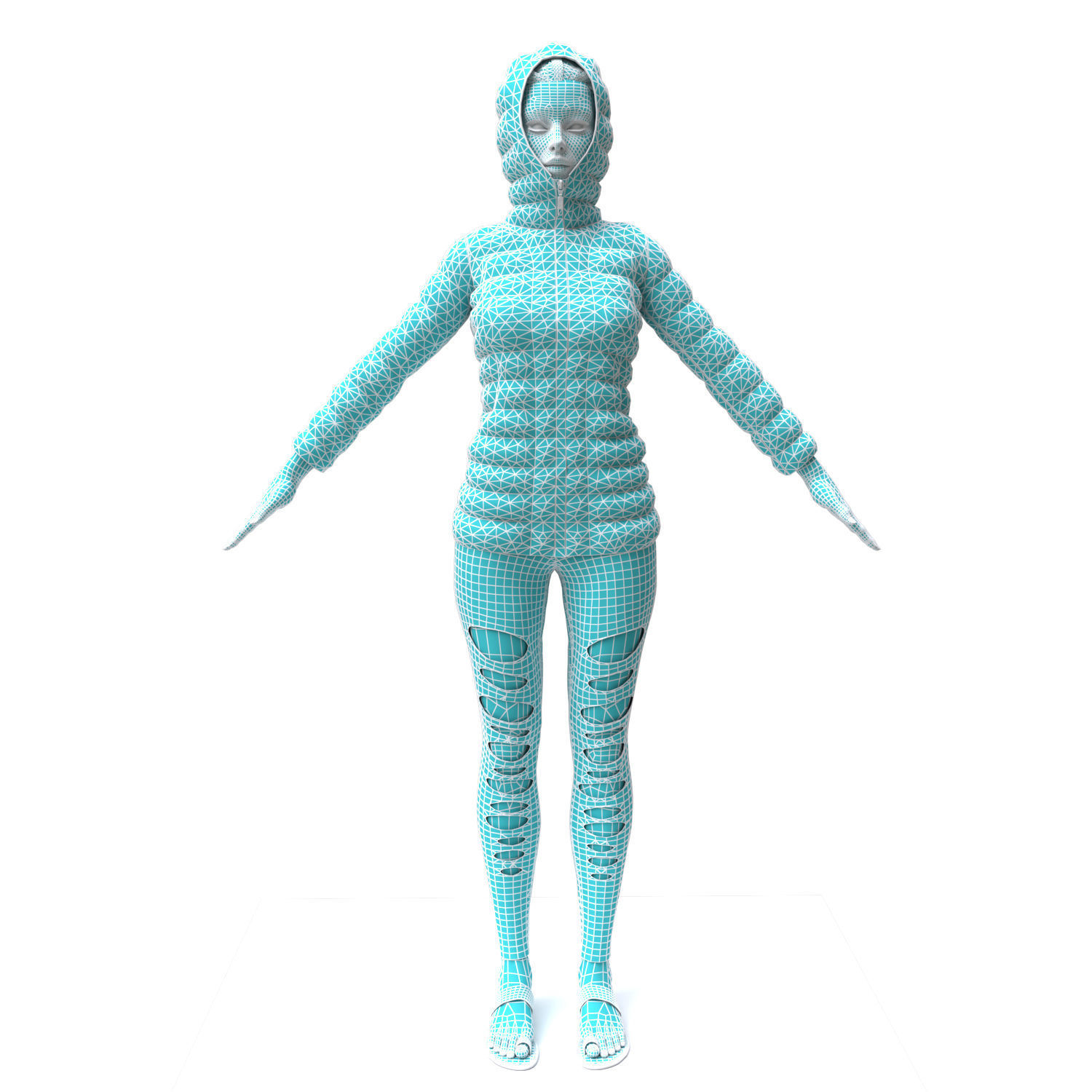 3d realistic girl with designed cloth 3D model_16