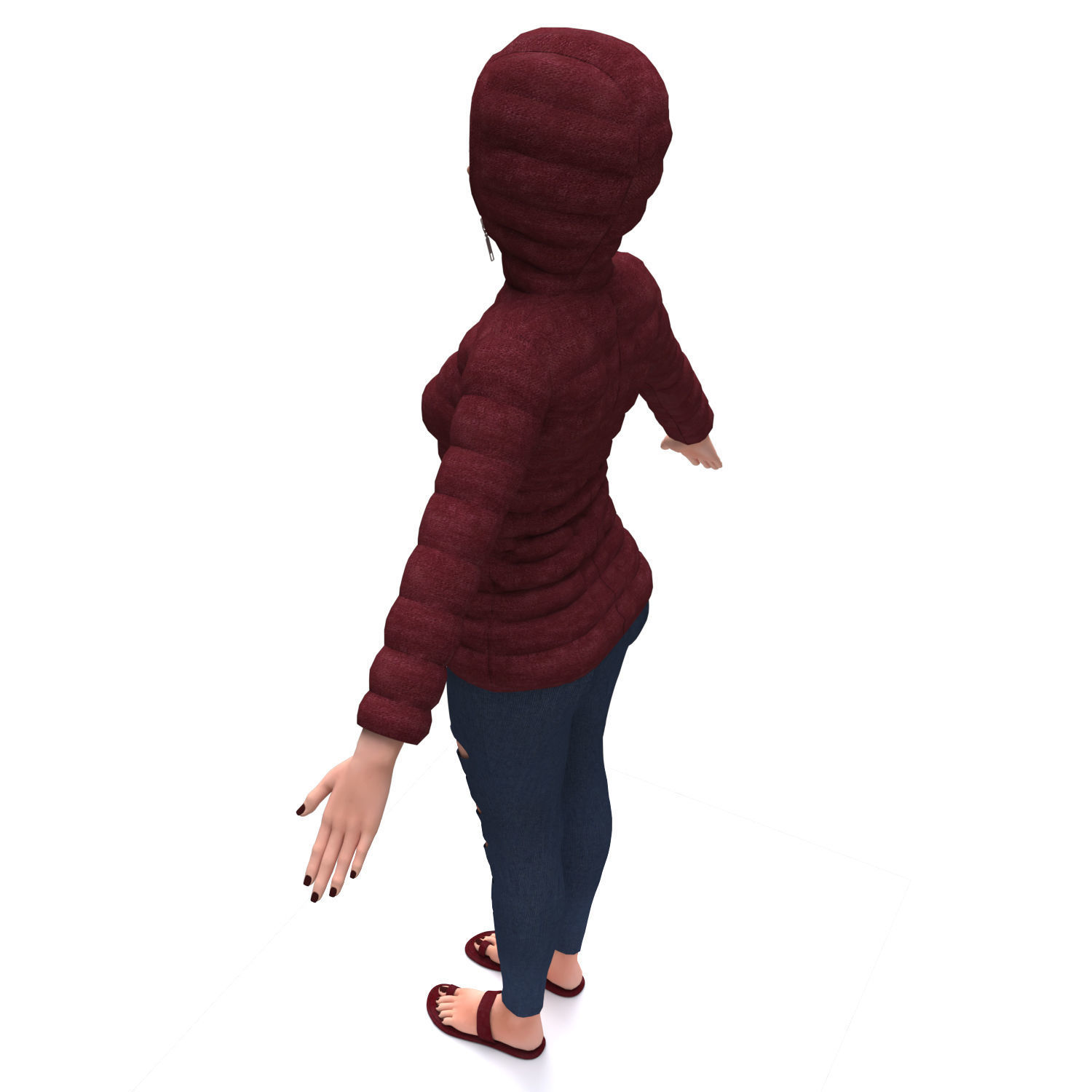 3d realistic girl with designed cloth 3D model_11