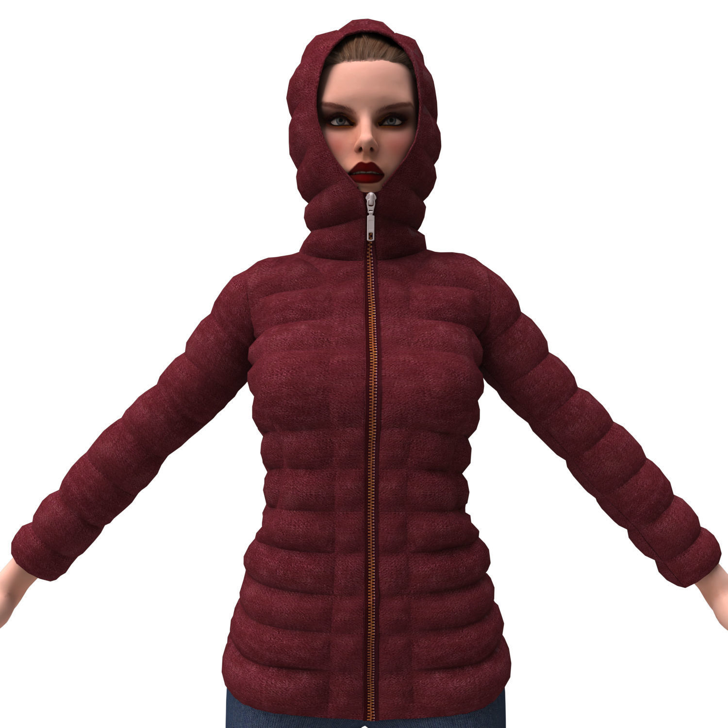 3d realistic girl with designed cloth 3D model_14