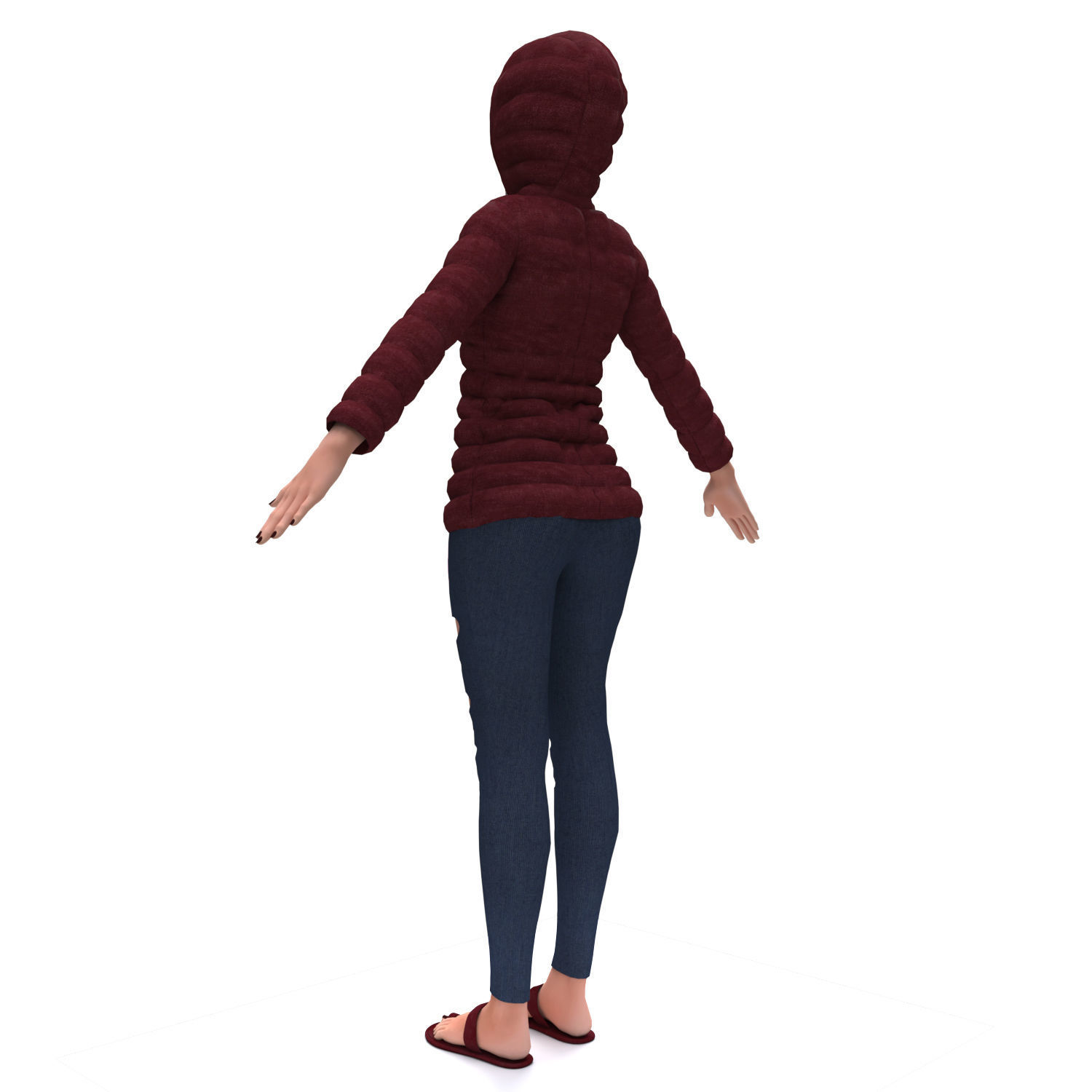 3d realistic girl with designed cloth 3D model_8