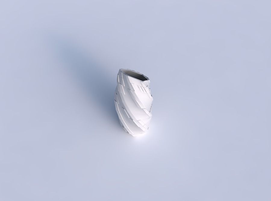 Vase twisted bent hexagon with wavy scattered grid plates 3D print model_1