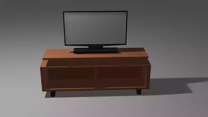 Lcd Tv And Tv Stand 3D Model Low Poly