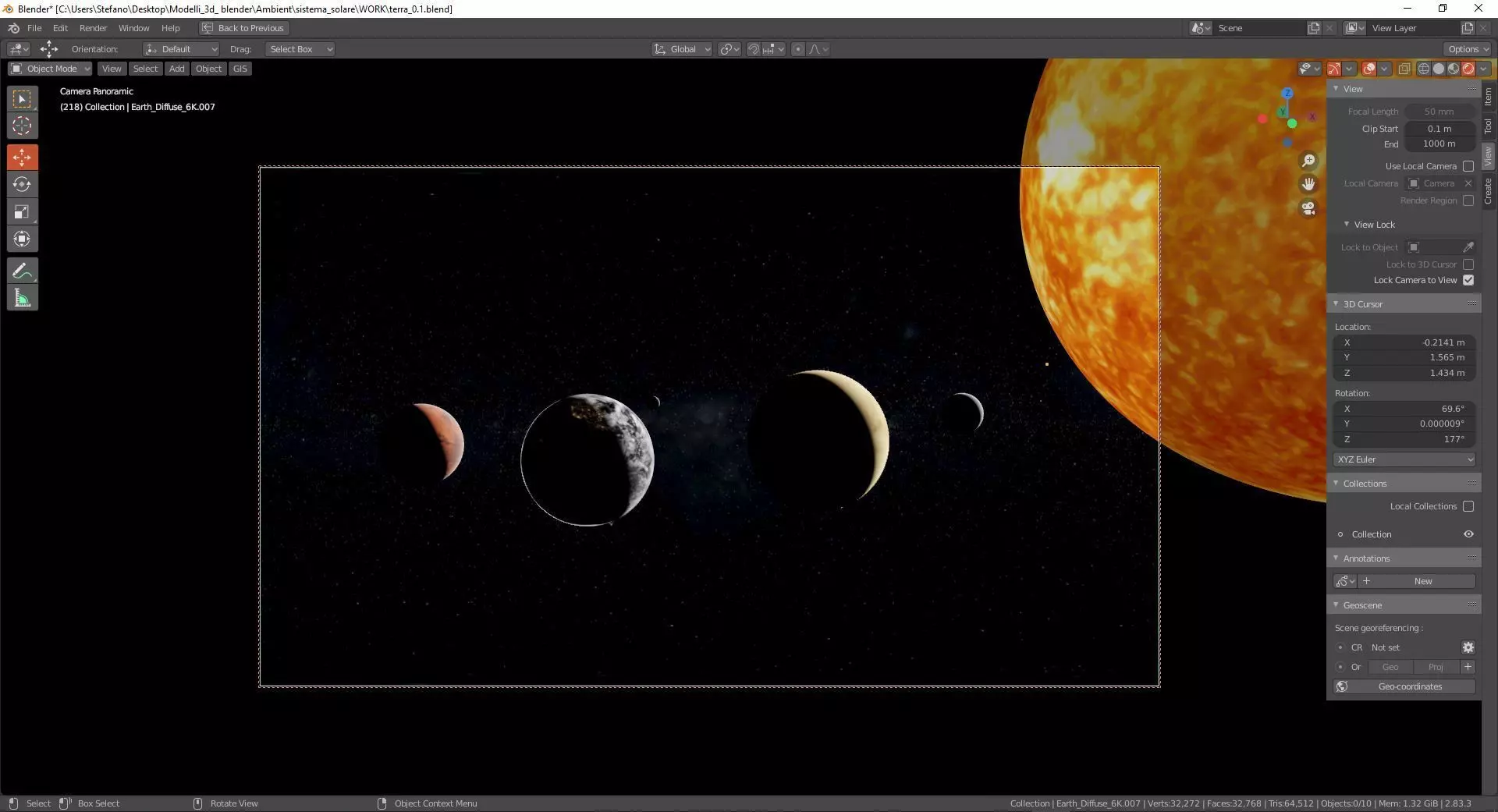 Little solar system with texture Low-poly 3D model