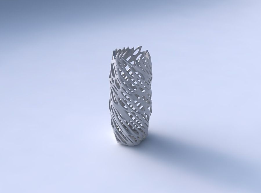 Vase twisted hexagon and twisted organic lattice 3 3D print model_3