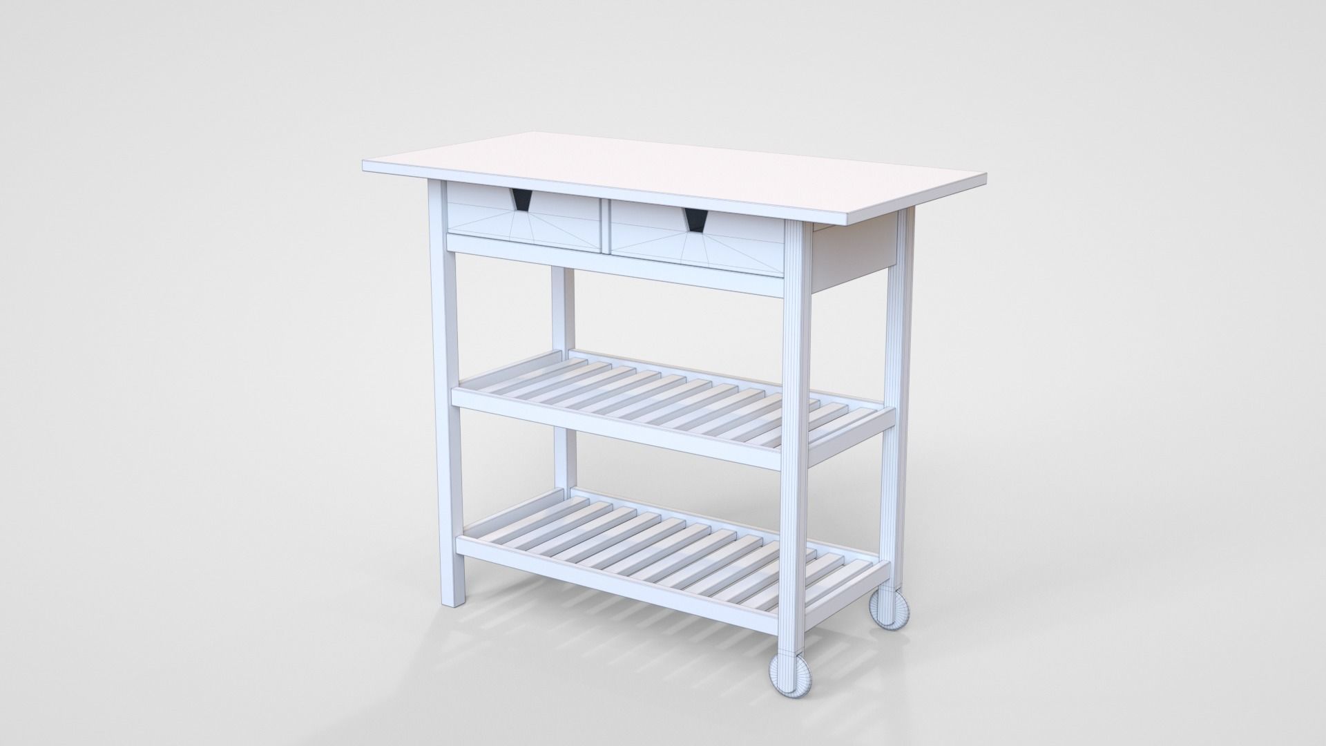 Serving Cart Low-poly 3D model_1