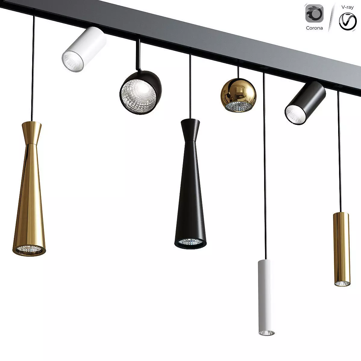 Ceiling Track light Set 3D model