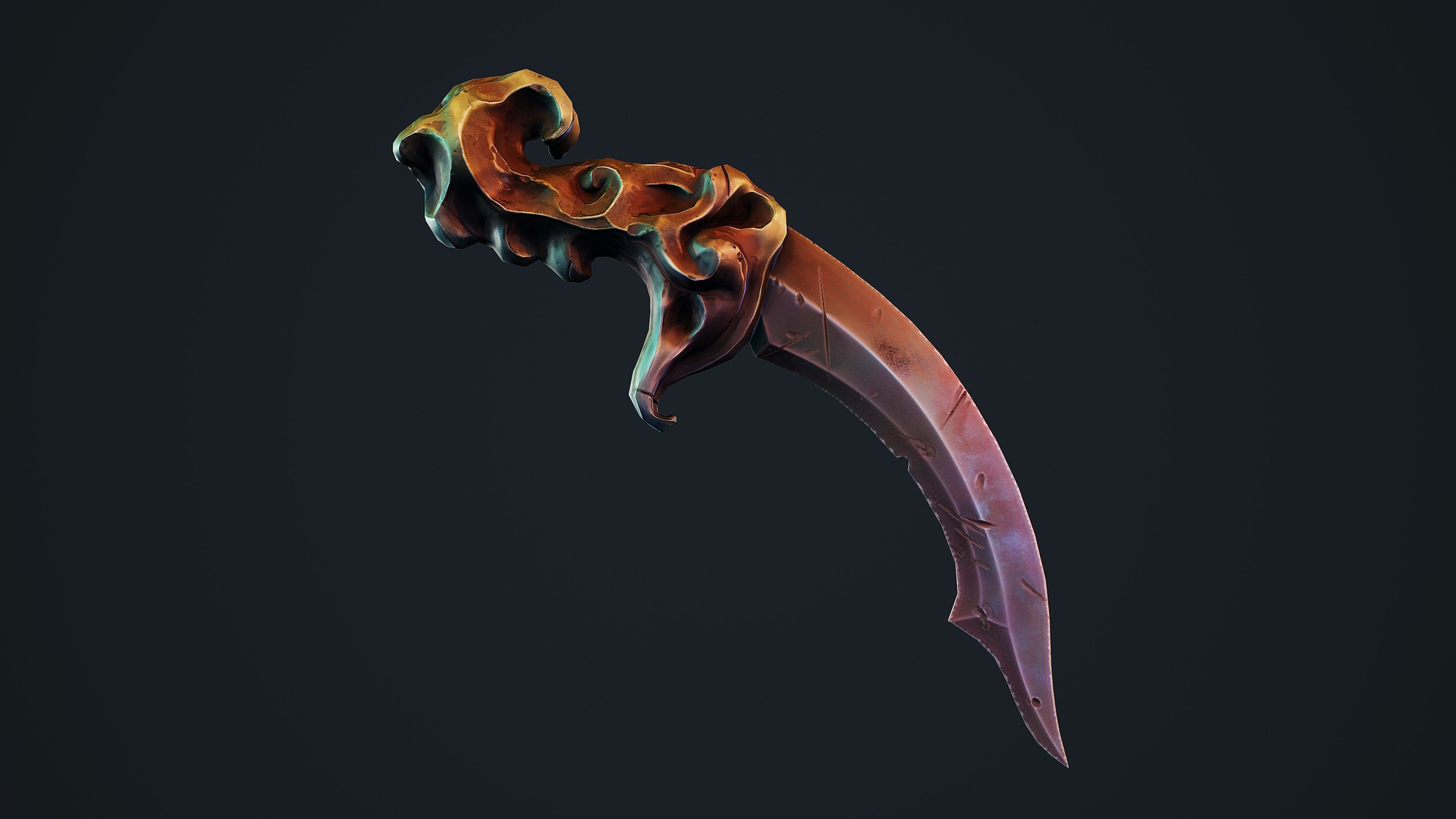 Ancient Cultist Dagger Low-poly 3D model_0
