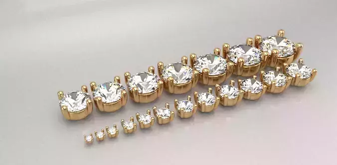 ring head set of 19pcs all sizes round stone crown