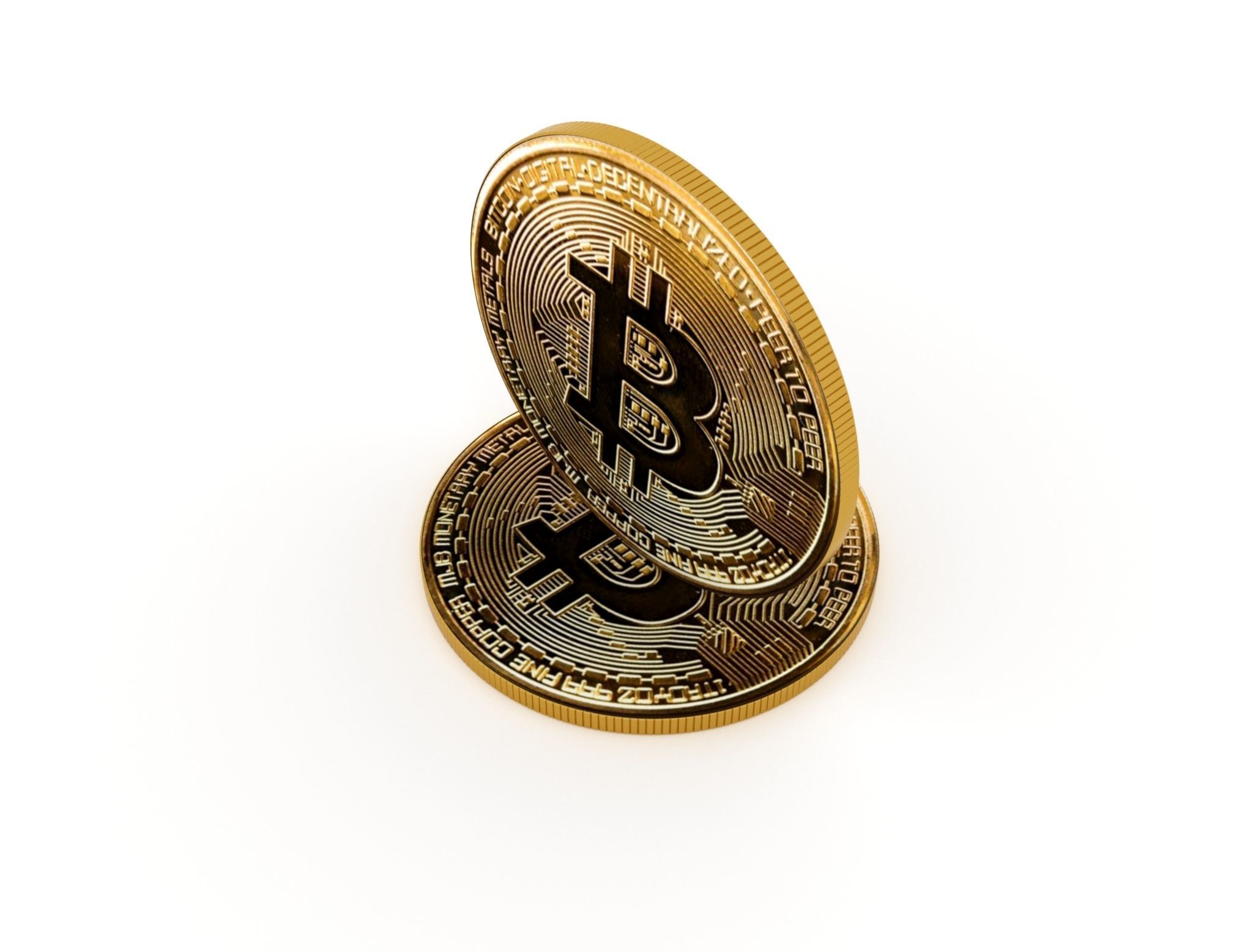 Bitcoin two coins 3D model_5