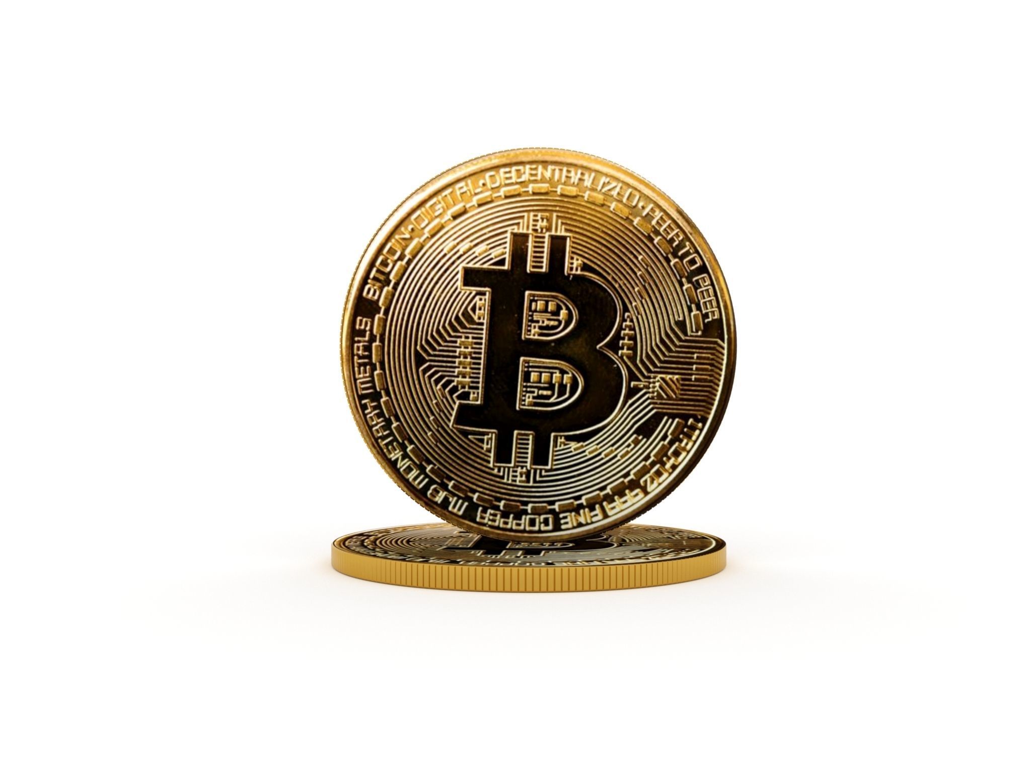 Bitcoin two coins 3D model_1