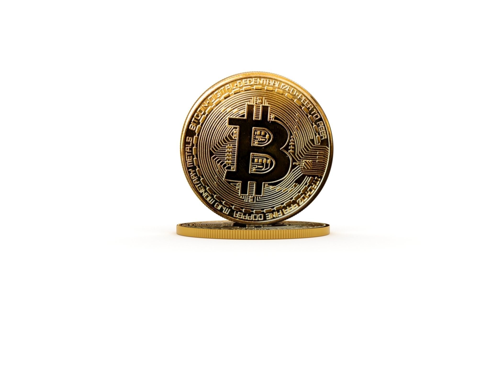 Bitcoin two coins 3D model_7